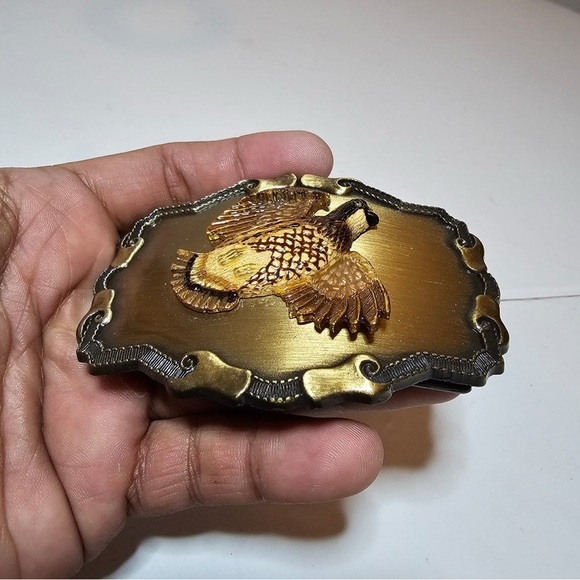 Vintgae Raintree Buckle & Jewelry Inc Quail Brass Unisex Belt Buckle Ornate - Picture 2 of 9